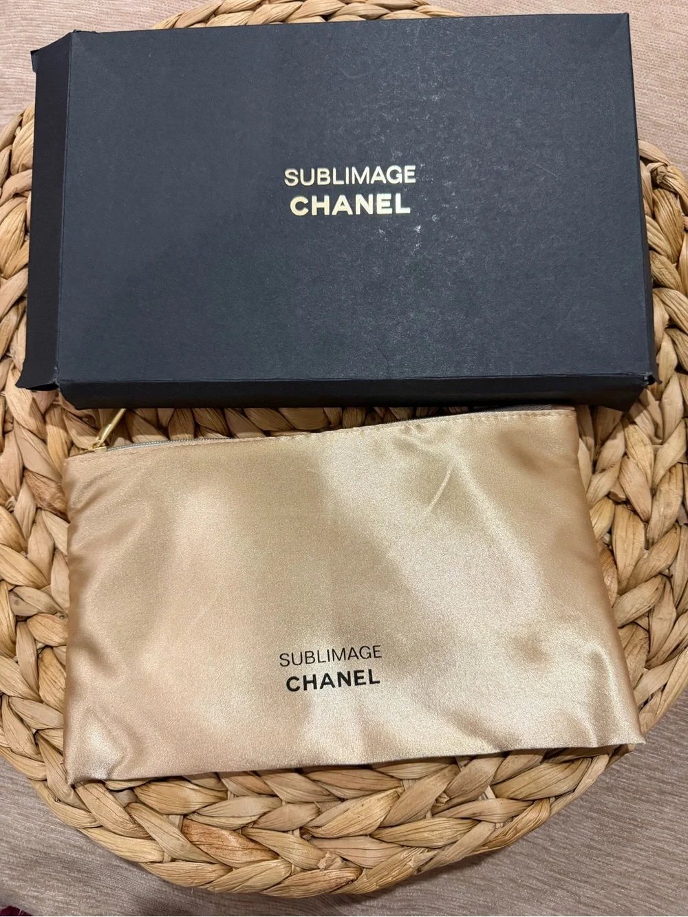 CHANEL Sublimage Satin Cosmetic Pouch in Metallic Gold